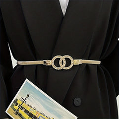 Double Circle Waistband Elastic Hollow Out Chain Belt For Women