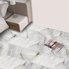 Grey Marble Pattern Floor Sticker Peel Stick Tile Waterproof Bathroom Kitchen