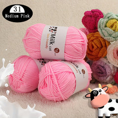 3pcs Soft Milk Cotton Yarn for DIY Knitting & Crocheting 50g pc