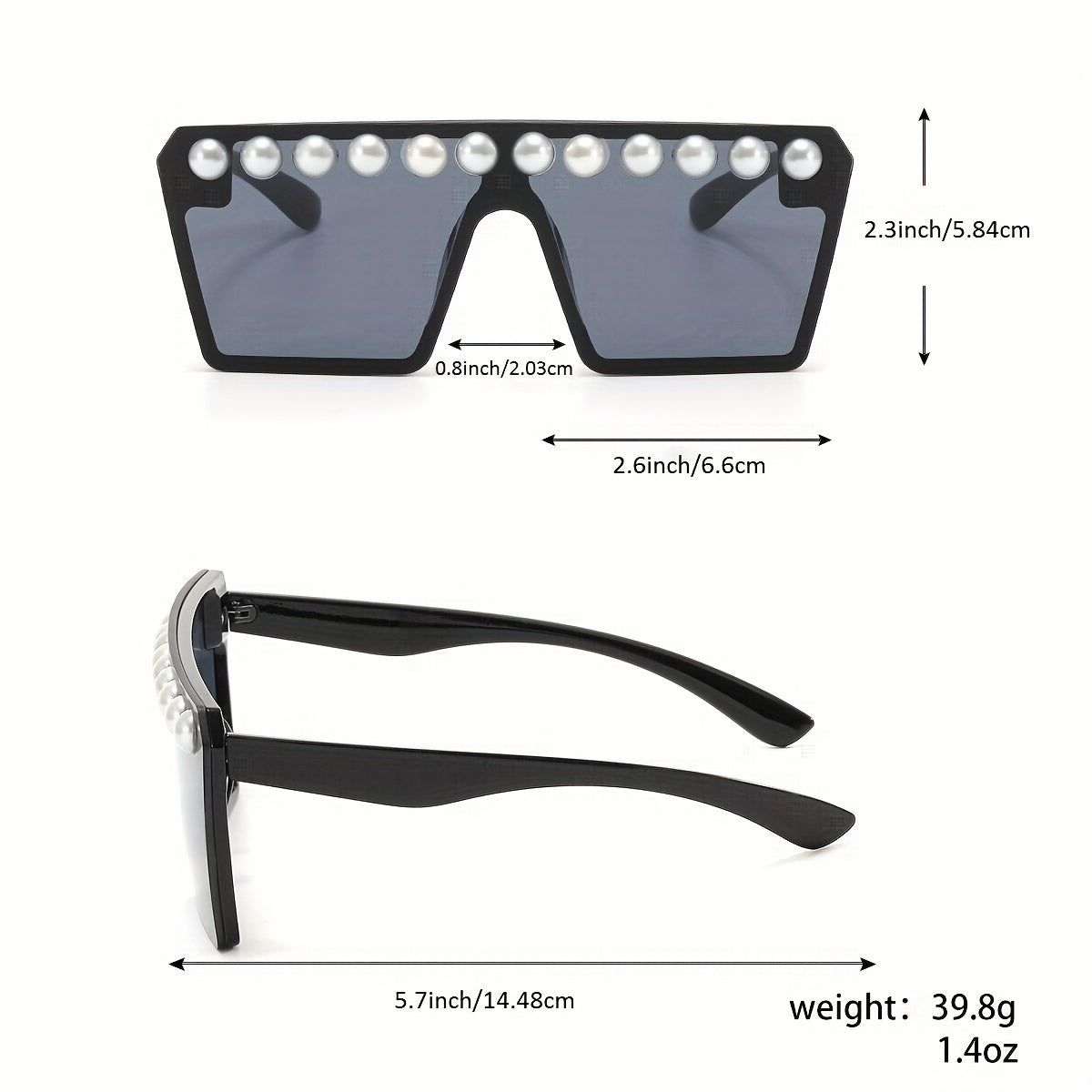 Y2K Square Frame Sunglasses Faux Pearl Decor UV400
