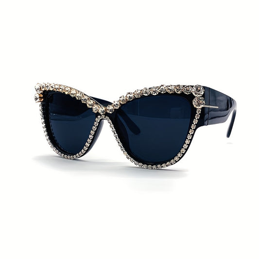 Y2K Rhinestone Cat Eye Sunglasses For Women Men Large UV400