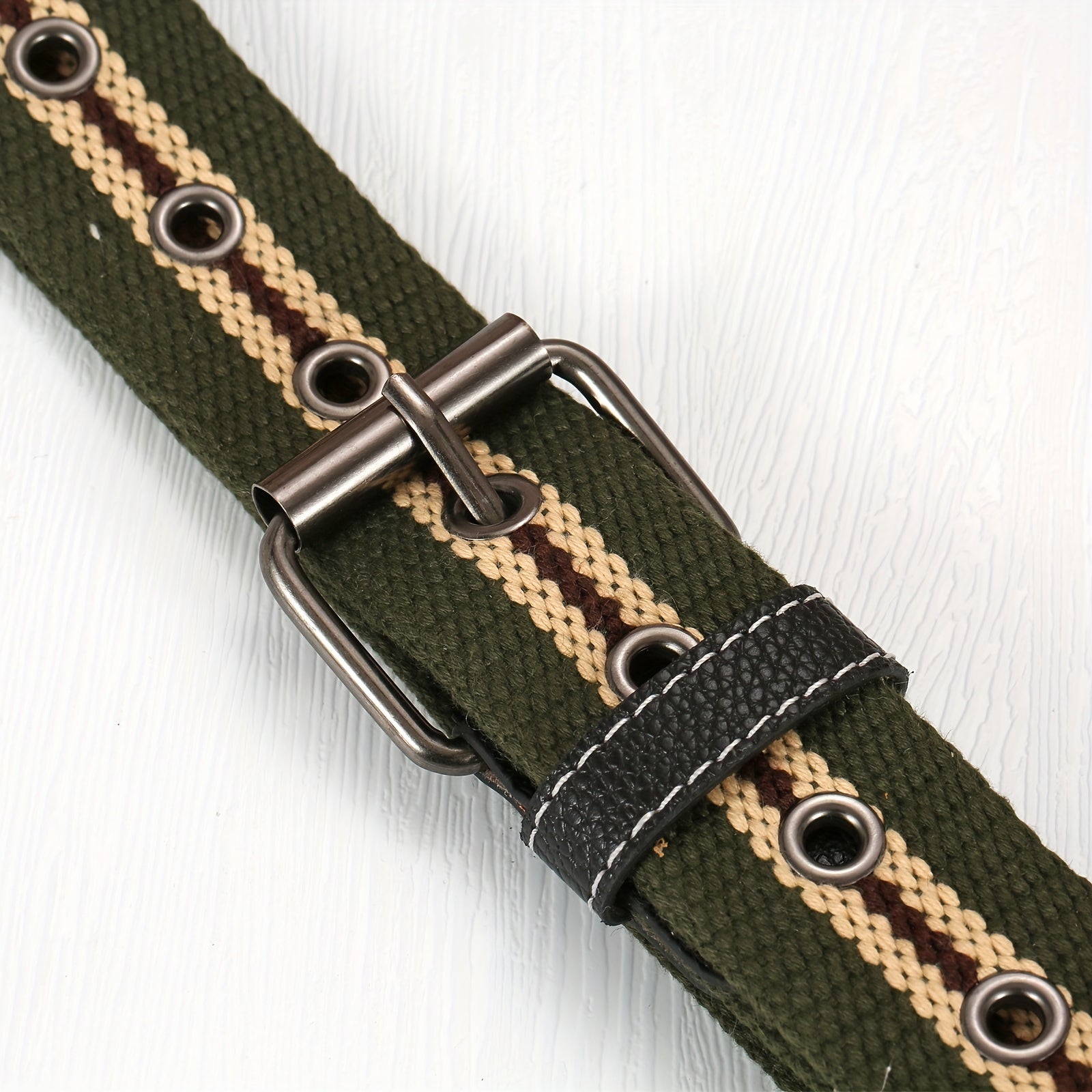 Men's Punch Belt Adjustable Canvas Military Waist Belt