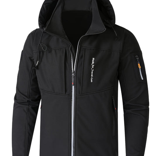 Men's Outdoor Windbreaker Jacket Hooded Waterproof Warm Climbing Jacket