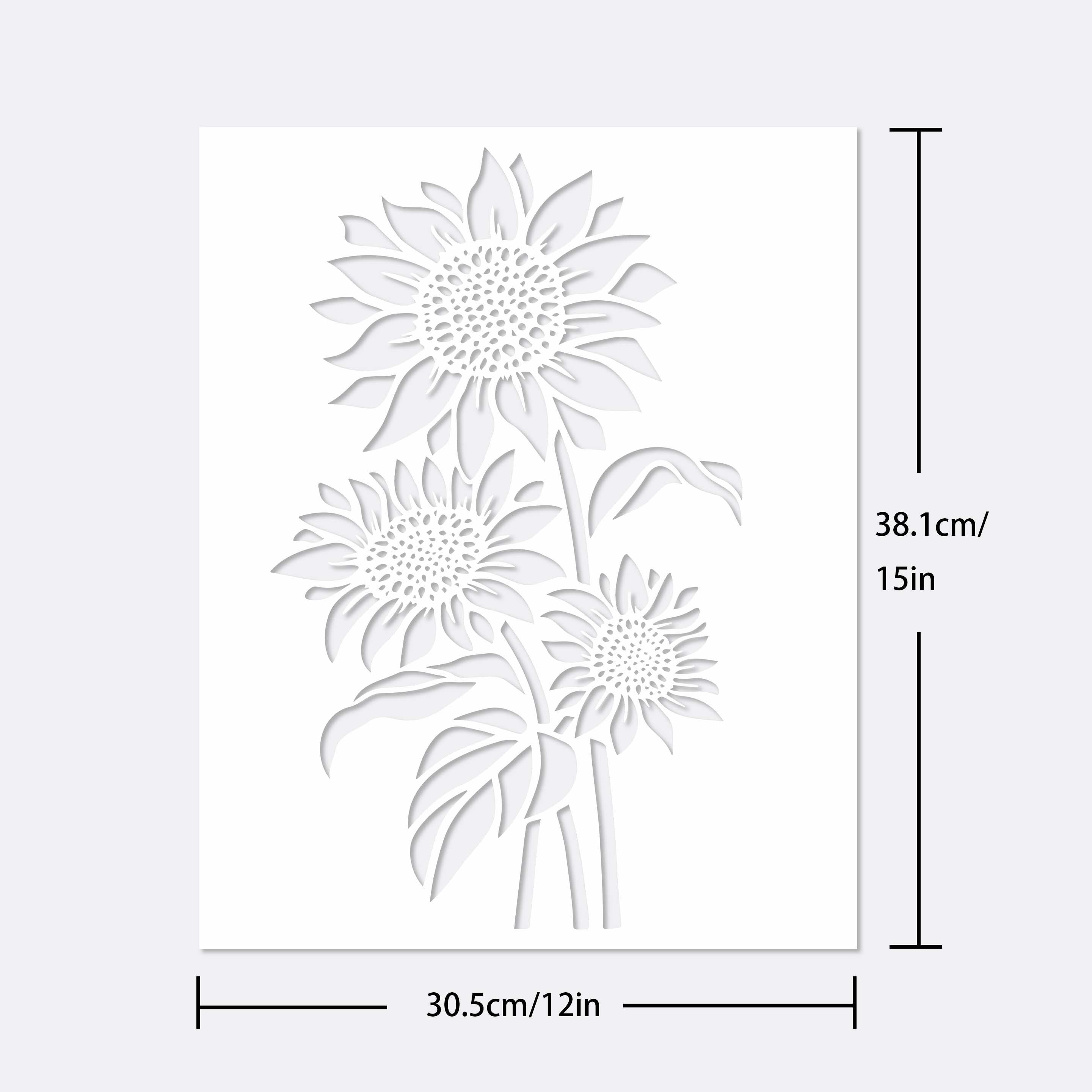 Large Sunflower Stencil 30 - Reusable DIY Template for Art