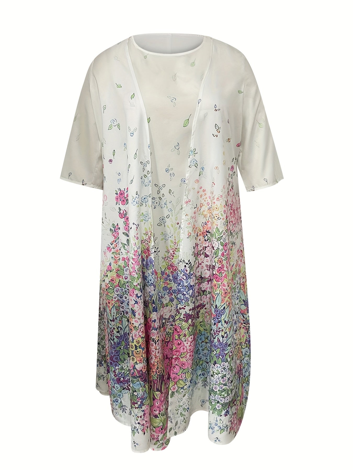  Floral Tank Dress & Cardigan Set