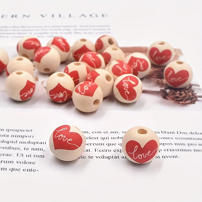 6pcs 16mm Heart Wooden Beads Loose Beads Series