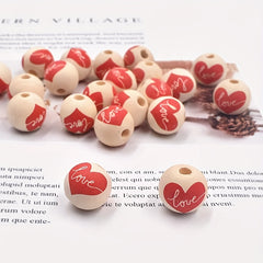 6pcs 16mm Heart Wooden Beads Loose Beads Series