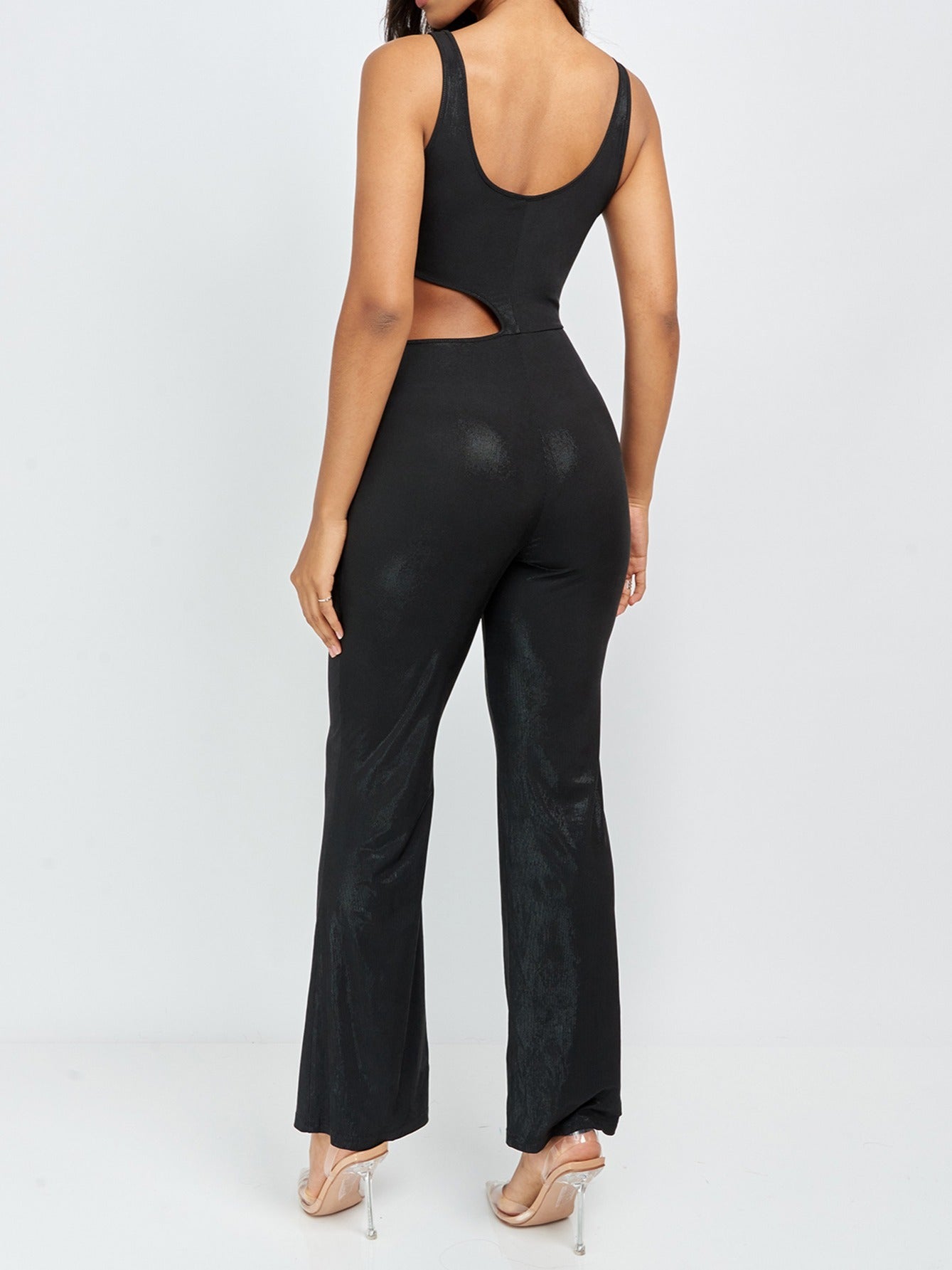 Women's Backless Flare Leg Jumpsuit