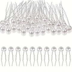 20pcs U Shaped Faux Pearl Hair Pins - Stylish Hair Clips for Wedding Party