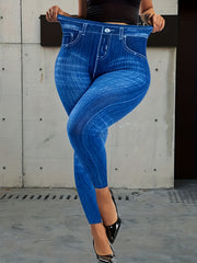 Denim Print High Rise Leggings