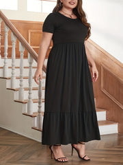  Casual Dress Women's Plain Short Sleeve Maxi Smock Dress