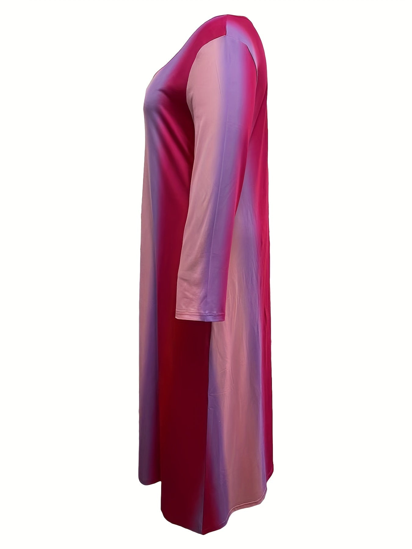  Ombre Long Sleeve Maxi Dress