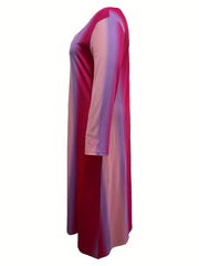  Ombre Long Sleeve Maxi Dress