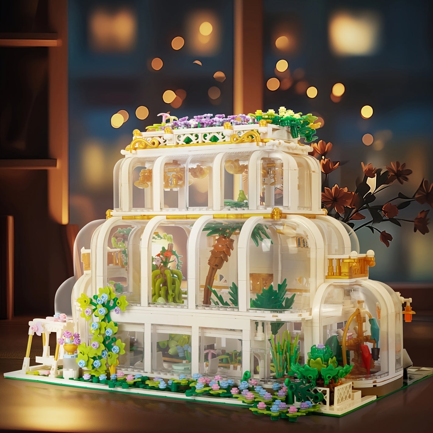 Garden Building Blocks Set with Plants, Greenhouse Toy Gift for Adults