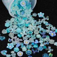100 pcs Acrylic Nail Charms Butterfly Bear Flower Heart Crown Star Rhinestones