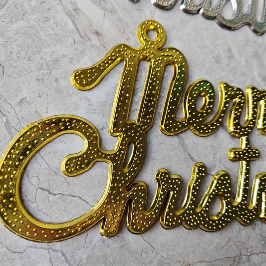 Christmas Hanging Sign Sparkling Tree & Wreath Festive Decor