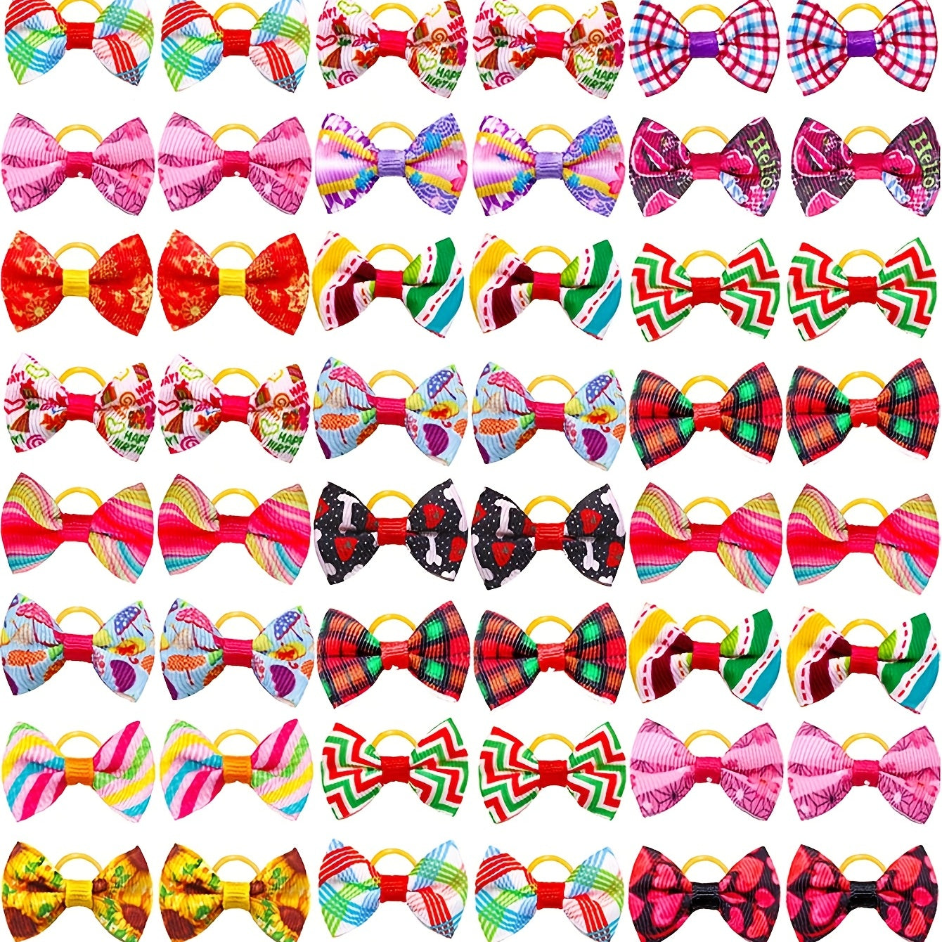 30pcs Mixed Elastic Bow Dog Hair Accessories