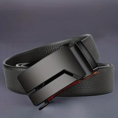 Men's Formal Leather Belt with Automatic Buckle