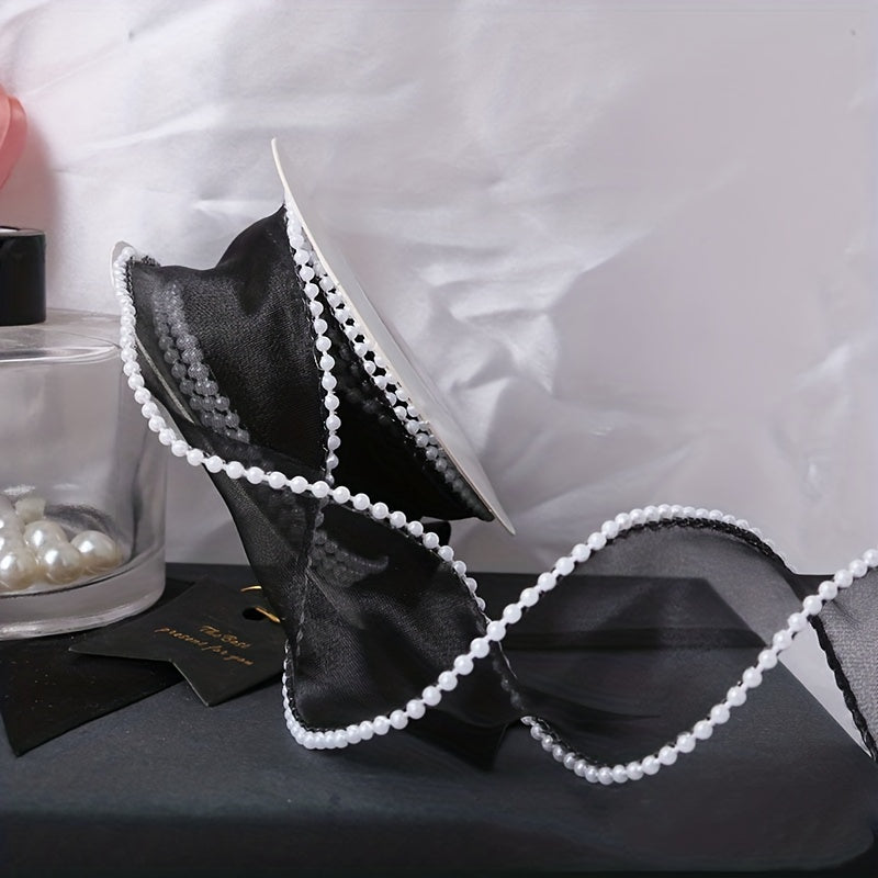 5yd Pearl Fishtail Silk Ribbon Flower Packaging Mesh Ribbon