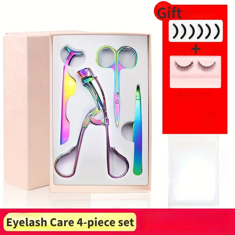 4pcs Eyelash Tools Set False Eyelash Applicator Scissors Curlers Tweezers