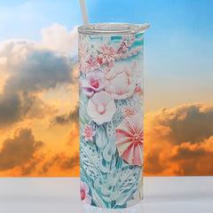 20oz Flower Sea Printed Travel Water Cup Stainless Steel Insulation Bottle