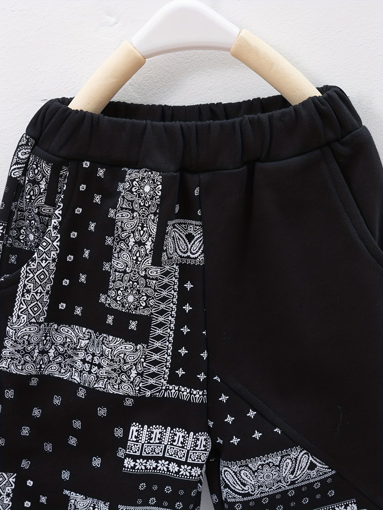Boy's Paisley Pattern 2pcs Hoodie & Sweatpants Set for Spring Fall