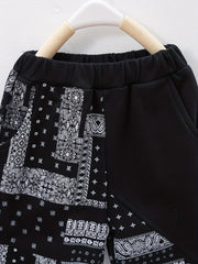 Boy's Paisley Pattern 2pcs Hoodie & Sweatpants Set for Spring Fall