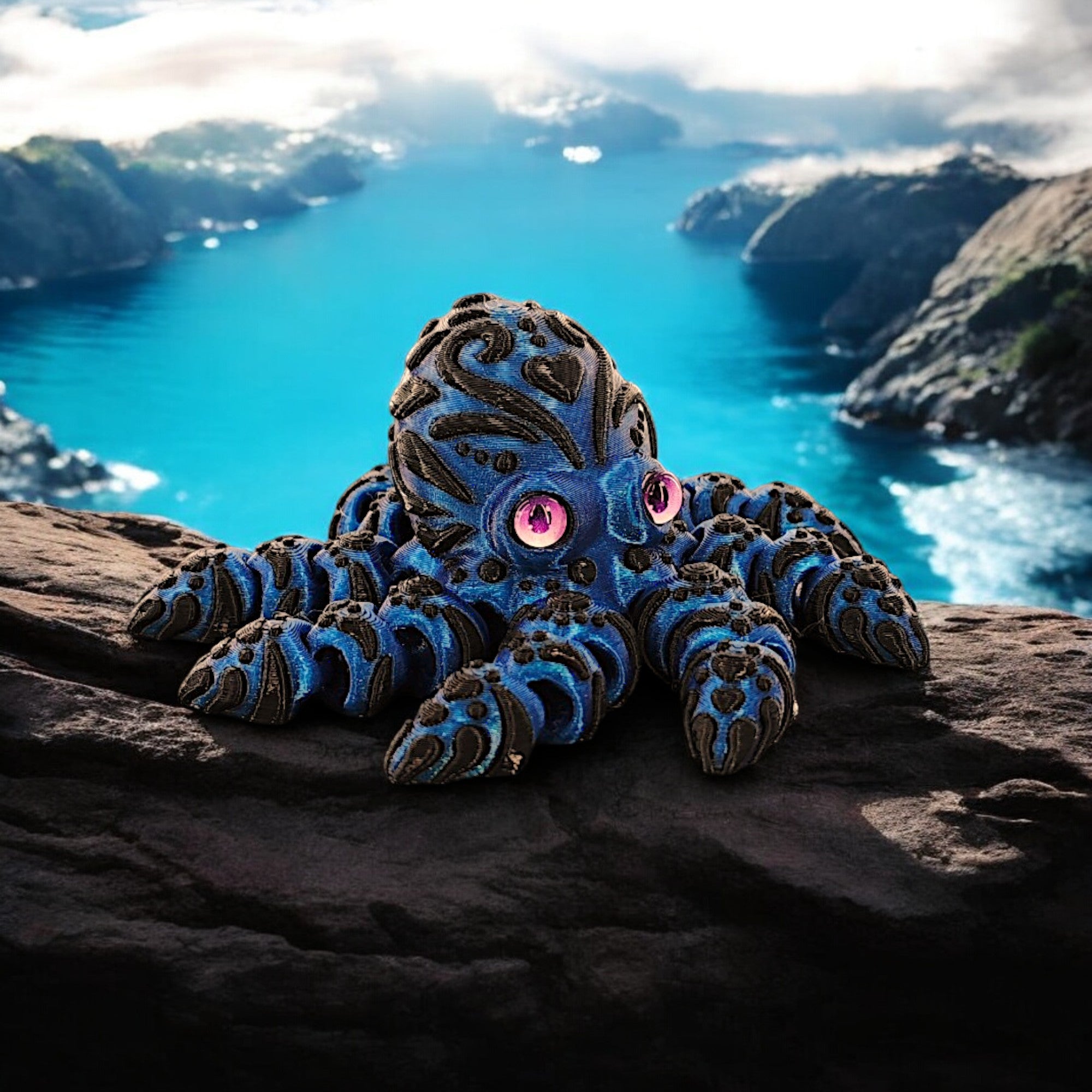 3D Printed Octopus Decor Vibrant ABS Mini Statue for Home Office