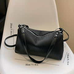 Solid Ruched Crossbody Bag Underarm Bag Zipper