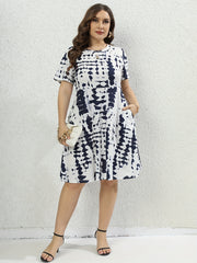 Leopard Print Short Sleeve Casual Dress with Pockets