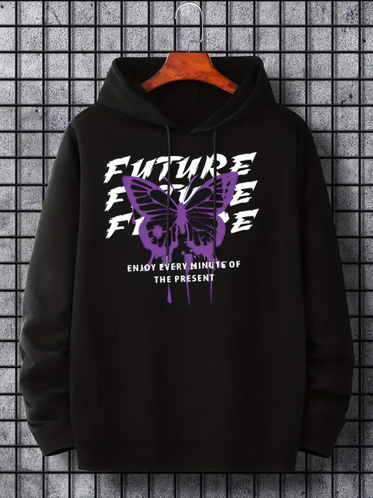 Men's Butterfly Print Hoodie Pullover Sweatshirt