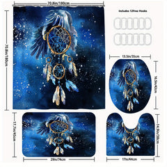 Eagle Feather Bathroom Set with Shower Curtain & 12 Hooks