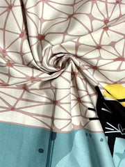  Colorblock Stripe & Cat Print Skirt