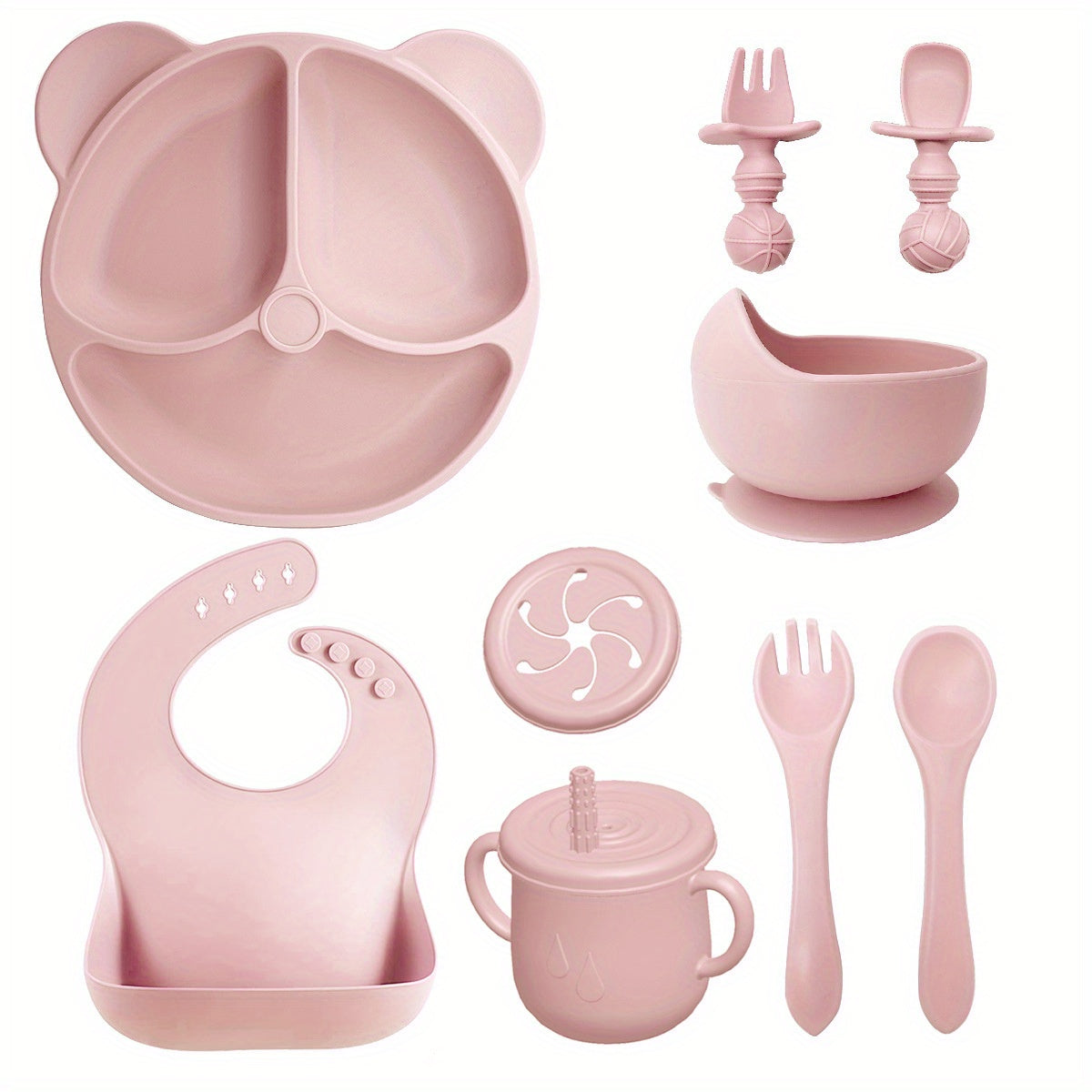 10 Piece Baby Meal Tray Set with Silicone Suction Cup Bowl, Spoon & Fork