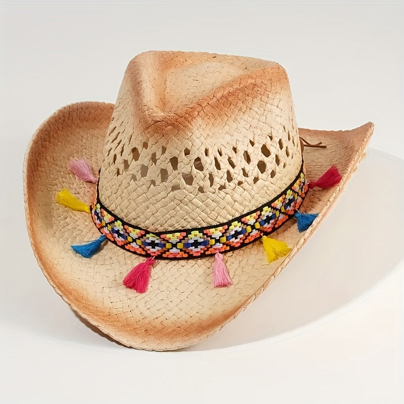 Western Cowboy Straw Hat Boho Beach Hat
