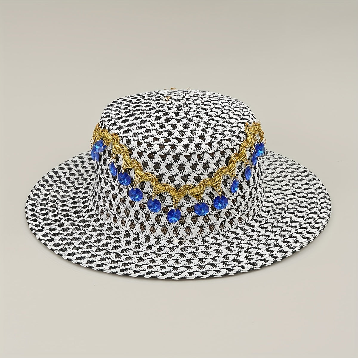 Boho Tassel Sun Hat Flat Top Crochet Straw Hat Mesh Beach Hats