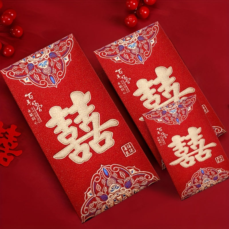 6-Piece High Frosted Chinese Red Lucky Money Bag Set
