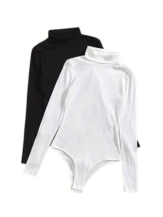Slim Bodysuit 2 Pack Turtle Neck Long Sleeve Bodysuit