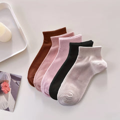 10 Pairs Women's Crew Short Socks Solid Colors Breathable Comfortable Stockings