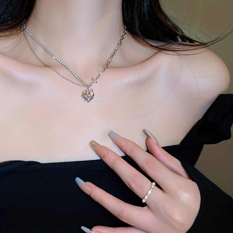 Y2K Irregular Heart Star Necklace for Women