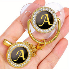 Golden Letters Blingbaby Pacifier BPA with Chain Clip