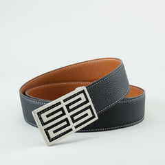 Golden Double Sided Pebbled Smooth Leather Strap