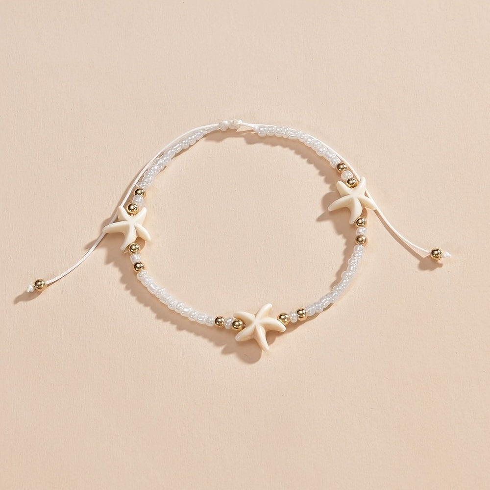 Starfish Beaded Anklet Boho Style Summer Beach Clothing Decoration