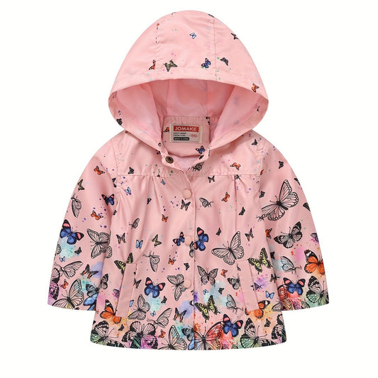 Girls Butterfly Cartoon Hooded Jacket