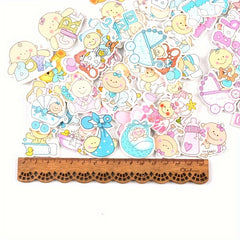 20pcs Pink Painted Print Pattern Wooden Chip DIY Cut Thin Decoration Accessories