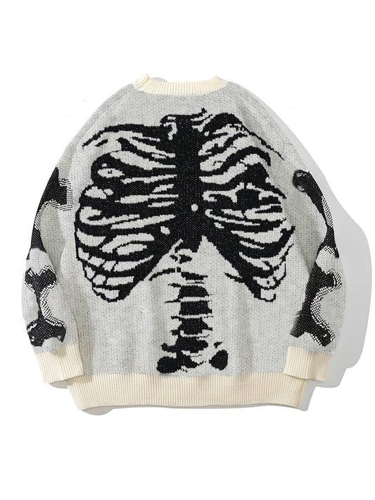  Skull Print Halloween Goth Sweater Women's Long Sleeve Jumper