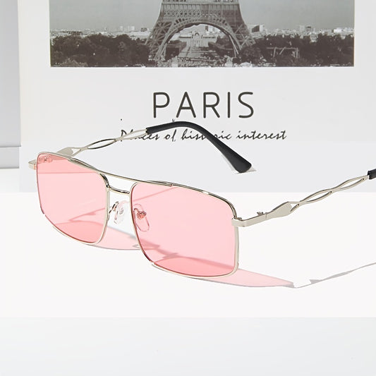Square Frame Metal Aviator Sunglasses for Women