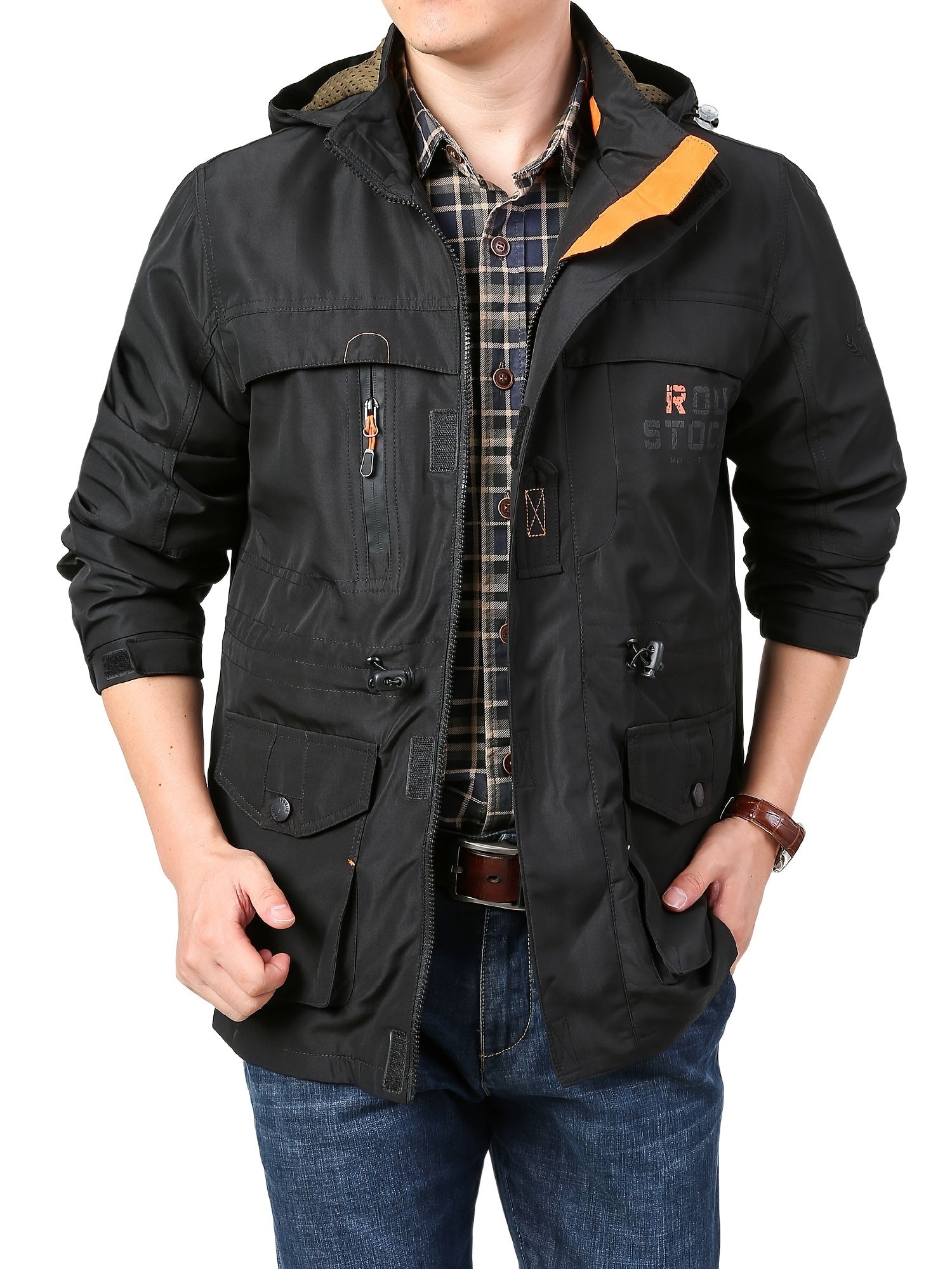 Men's Soft Shell Hooded Jacket Active Windproof & Waterproof Zip Up