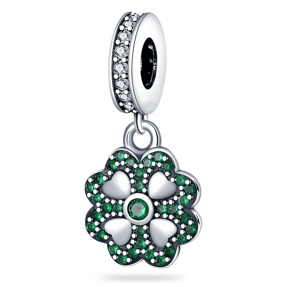 Shimmering Four Leaf Clover Lucky Charm Pendant