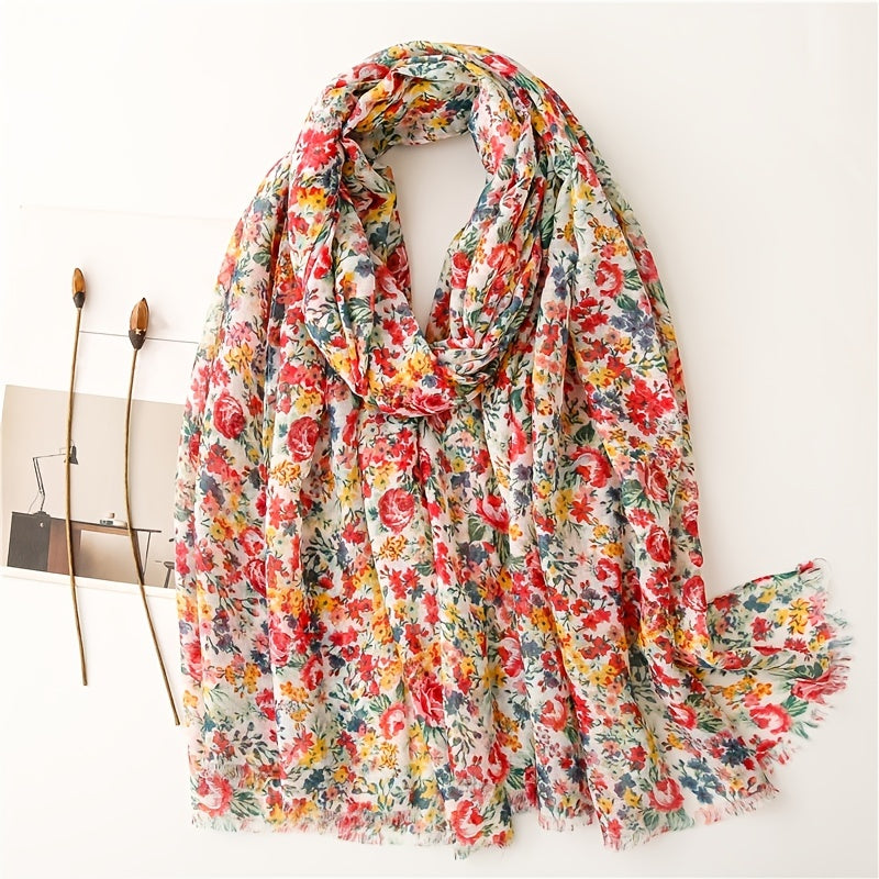Ditsy Floral Print Shawl Scarf For Women Winter Warm Scarves